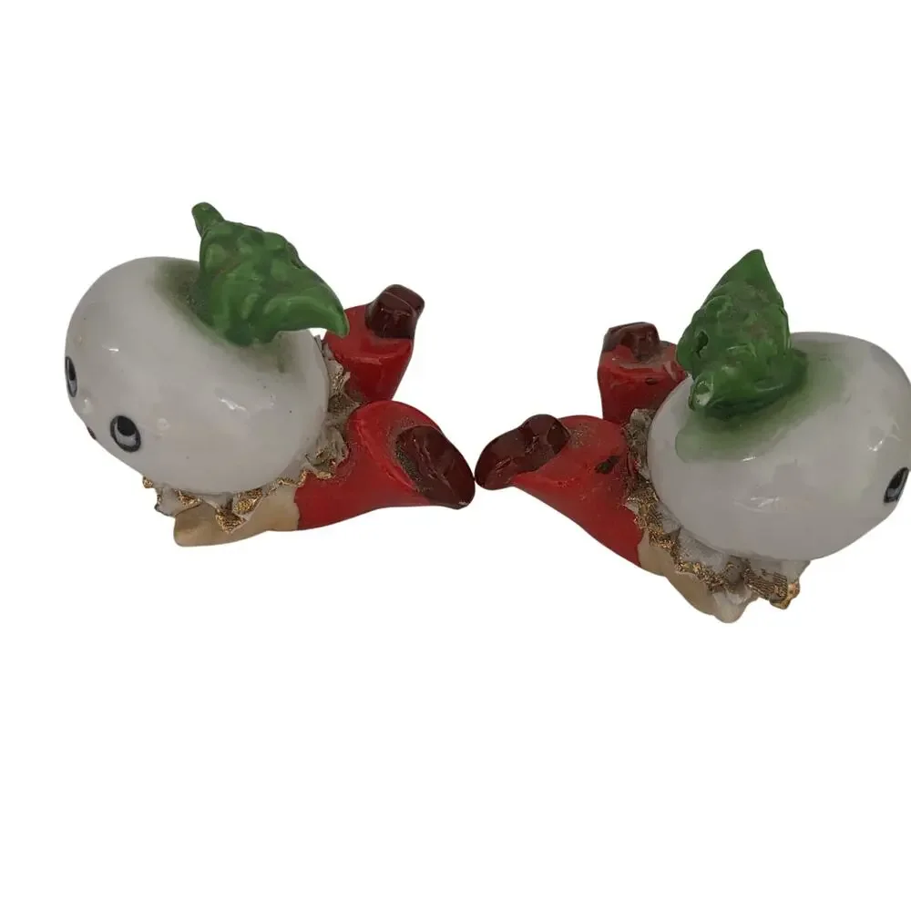 Vintage Japan Anthropomorphic Radish Turnip Salt Pepper Shakers MCM Kitsch